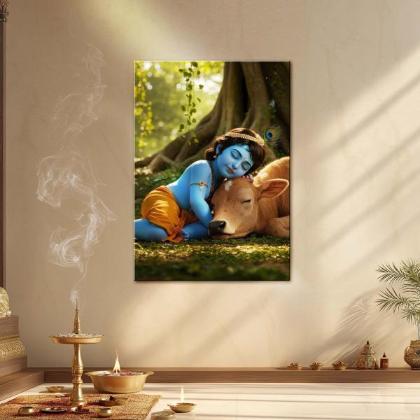 Little Krishna: Divine Serenity Metal Poster