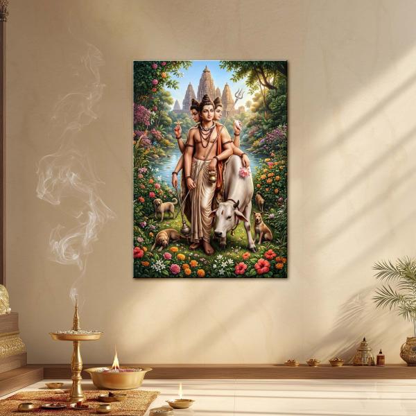 Shree Dattatreya: The Eternal Guru of the Three Worlds | Divine Metal Poster