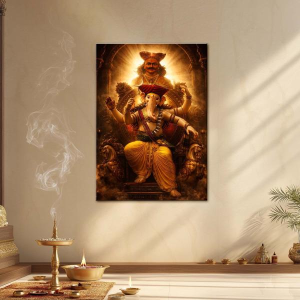 Shri Mahaveer Ganapati: The Divine Protector of Dharma & Destiny | Sacred Metal Poster