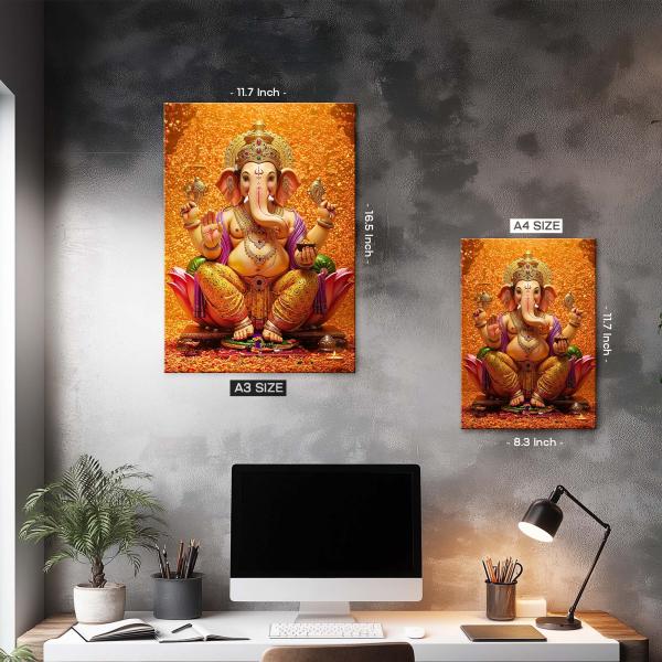 Ganesha: The Golden Lord of Prosperity & New Beginnings Metal Poster