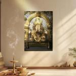 Shree Mahaganapati: The Golden Remover of Obstacles Metal Poster