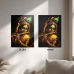 Shree Krishna: The Golden Flute of Eternal Bliss | Divine Celestial Metal Poster
