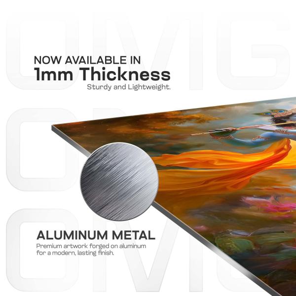 Shree Krishna Venu-Nritya: The Dancing Flute of Eternal Bliss | Divine Metal Poster