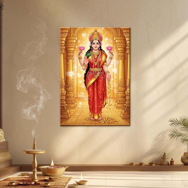 Goddess Lakshmi: The Divine Bestower of Wealth & Prosperity | Sacred Metal Poster