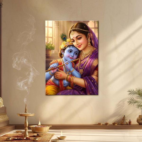 Yashoda Maiya with Bal Krishna: The Cradle of Divine Love | Vatsalya Bhakti Metal Poster