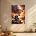 Mahadev with Nandi: Guardian of Silence | Divine Shiva Metal Poster