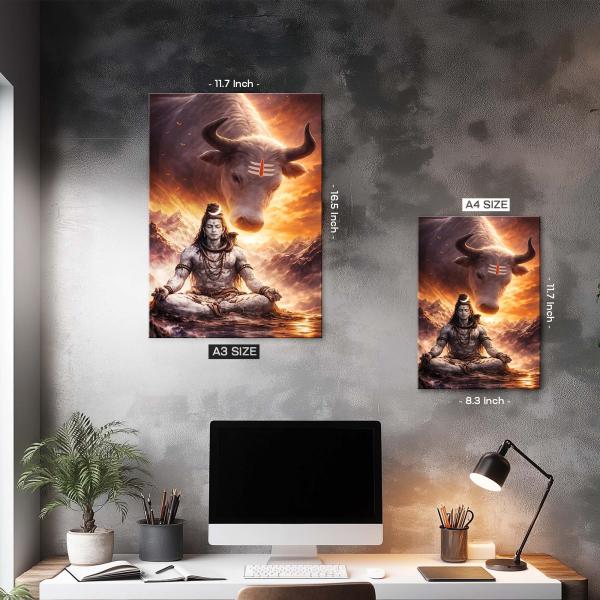 Mahadev with Nandi: Guardian of Silence | Divine Shiva Metal Poster