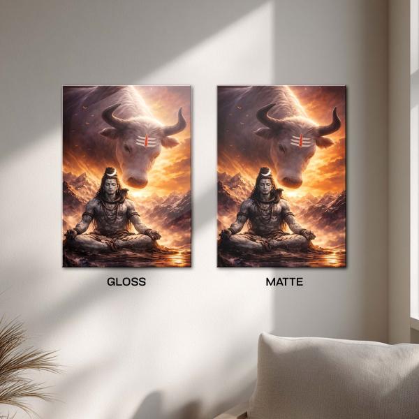 Mahadev with Nandi: Guardian of Silence | Divine Shiva Metal Poster