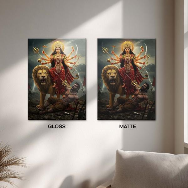 Maa Durga: Supreme Shakti, Slayer of Darkness & Eternal Protector | Divine Warrior Metal Poster
