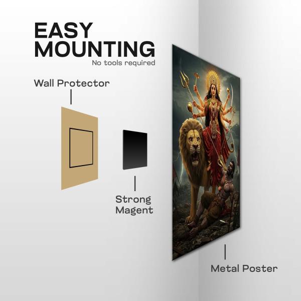 Maa Durga: Supreme Shakti, Slayer of Darkness & Eternal Protector | Divine Warrior Metal Poster