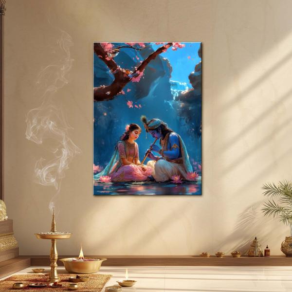 Shree Radha-Krishna: The Eternal Symphony of Divine Love | Celestial Metal Poster