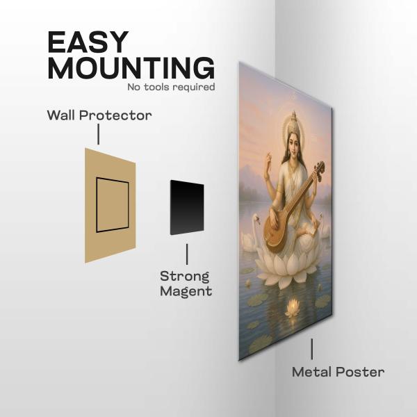 Saraswati: Lotus of Divine Wisdom Metal Poster